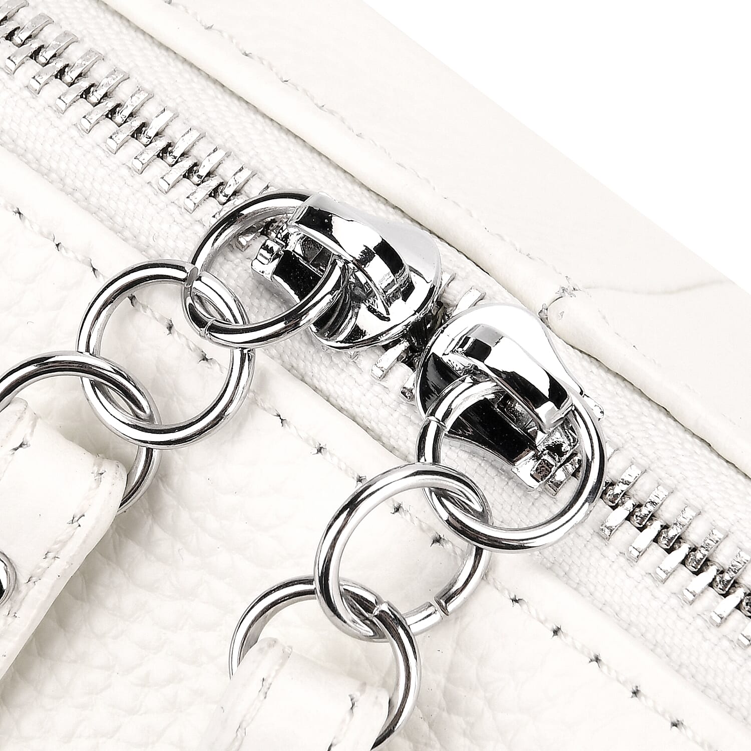 100% Genuine Leather Full Grain  Crossbody Bag with Adjustable Strap - Ivory