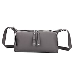 100% Genuine Leather Full Grain Crossbody Bag with Adjustable Strap - Black