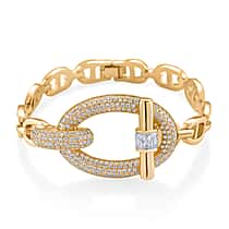 White Cubic Zirconia Bracelet (Size - 7.5) in Gold Colour Plating