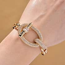 White Cubic Zirconia Bracelet (Size - 7.5) in Gold Colour Plating