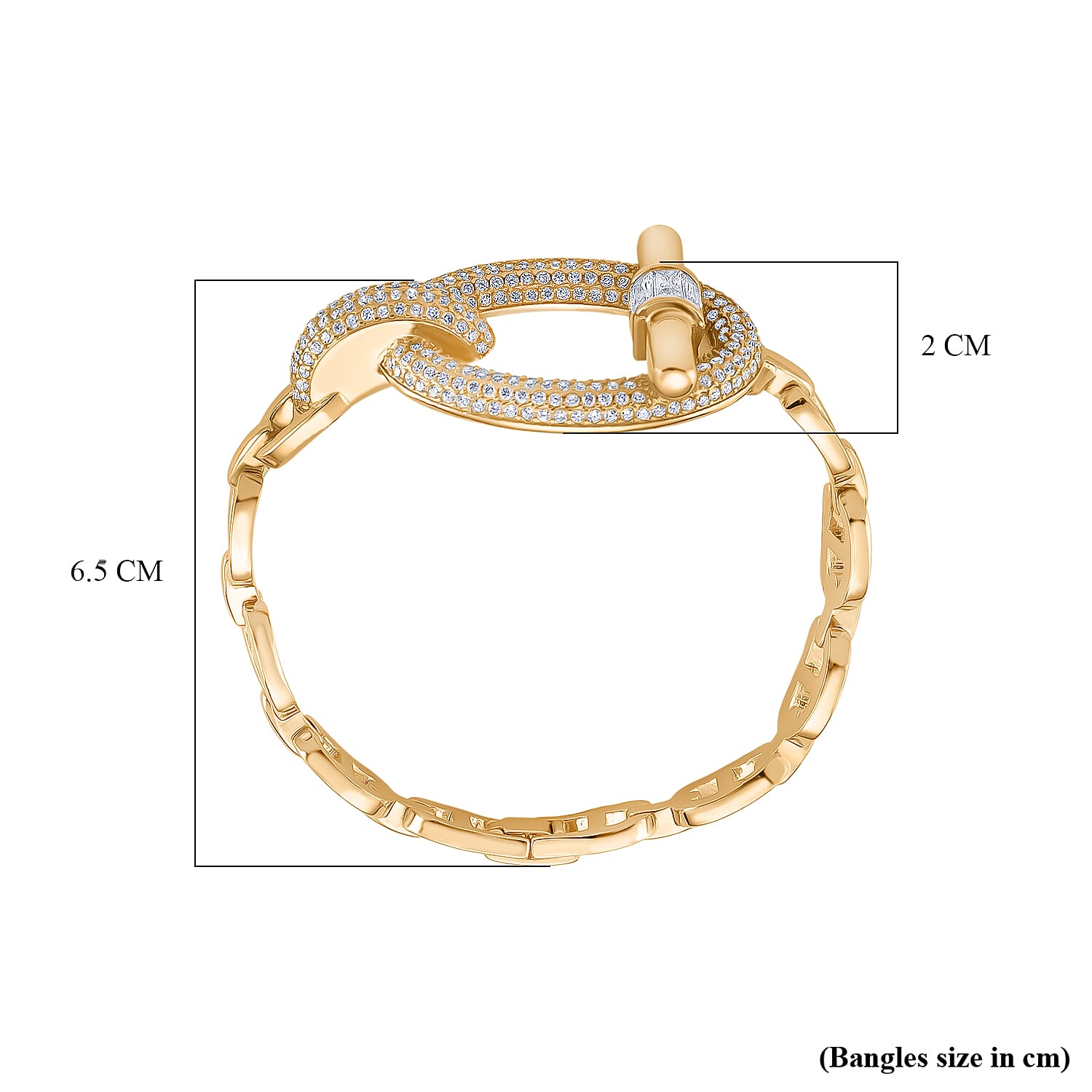 White Cubic Zirconia Bracelet (Size - 7.5) in Gold Colour Plating White Cubic Zirconia Bracelet (Size - 7.5) in Gold Colour Plating