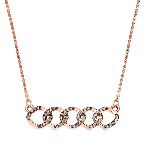Champagne Diamond Necklace (Size - 20) with Lobster Clasp in 18K Vermeil Rose Gold Plated Sterling Silver