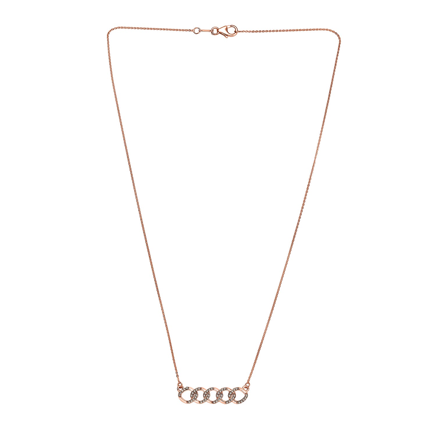 Champagne Diamond Necklace (Size - 20) with Lobster Clasp in 18K Vermeil Rose Gold Plated Sterling Silver