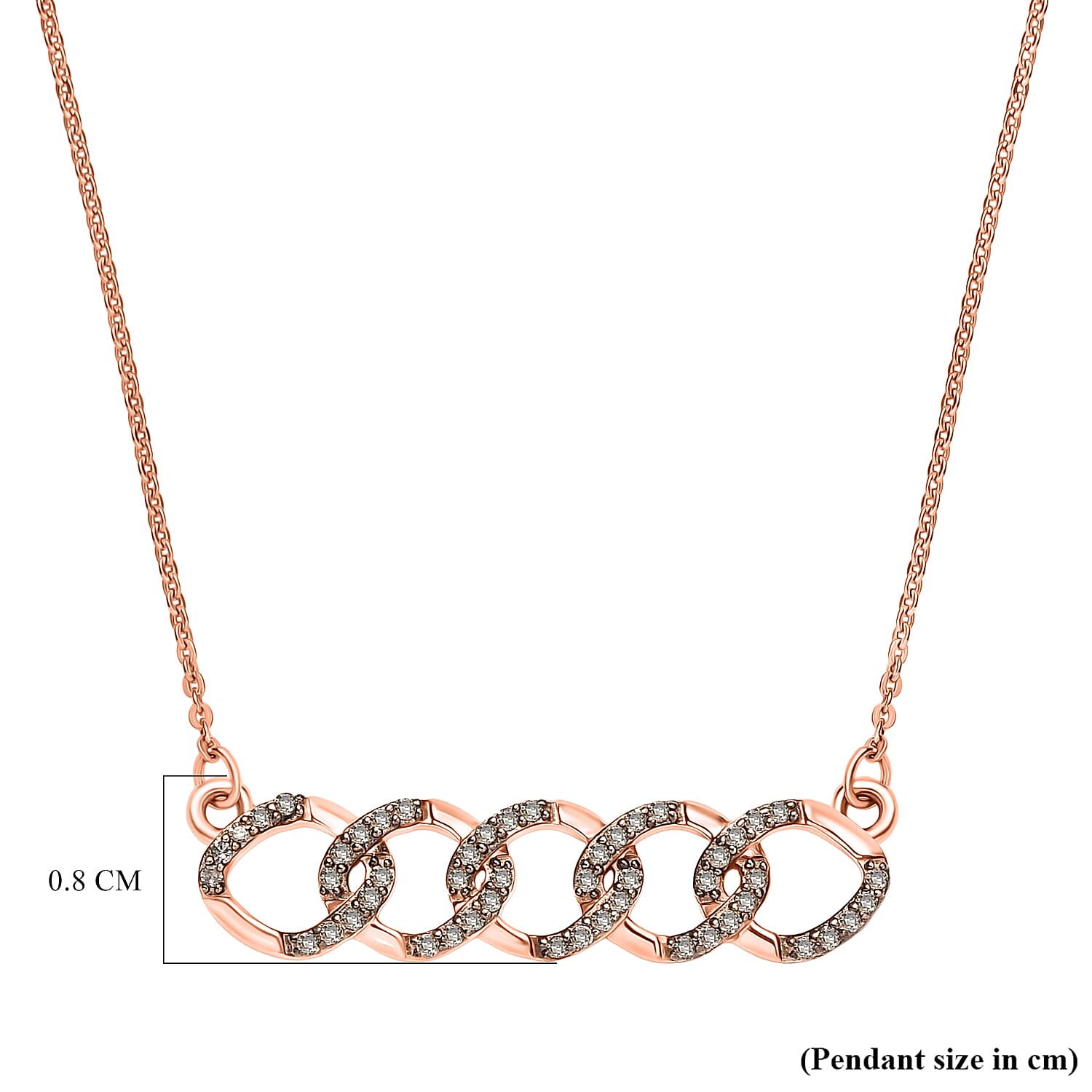Champagne Diamond Necklace (Size - 20) with Lobster Clasp in 18K Vermeil Rose Gold Plated Sterling Silver