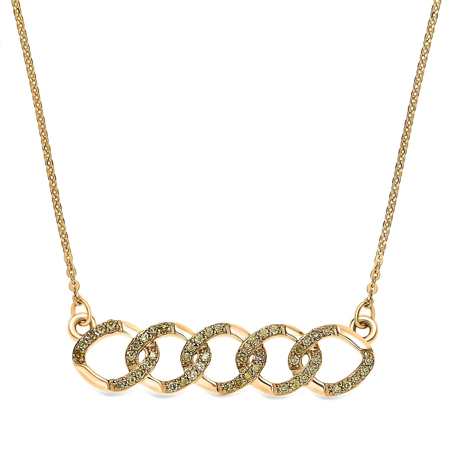 Yellow Diamond Necklace (Size - 20) with Lobster Clasp in 18K Vermeil Yellow Gold Plated Sterling Silver