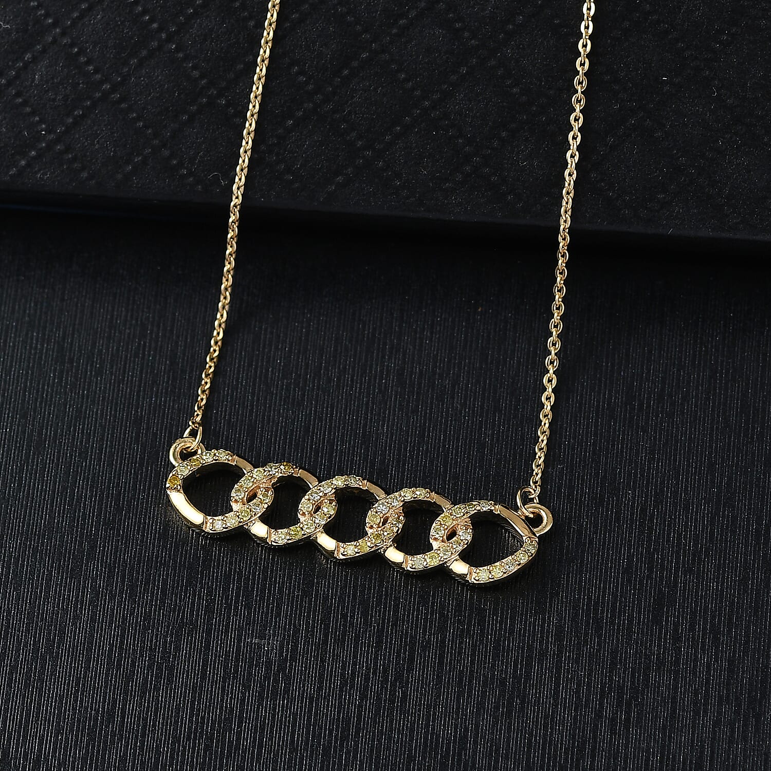 Yellow Diamond Necklace (Size - 20) with Lobster Clasp in 18K Vermeil Yellow Gold Plated Sterling Silver