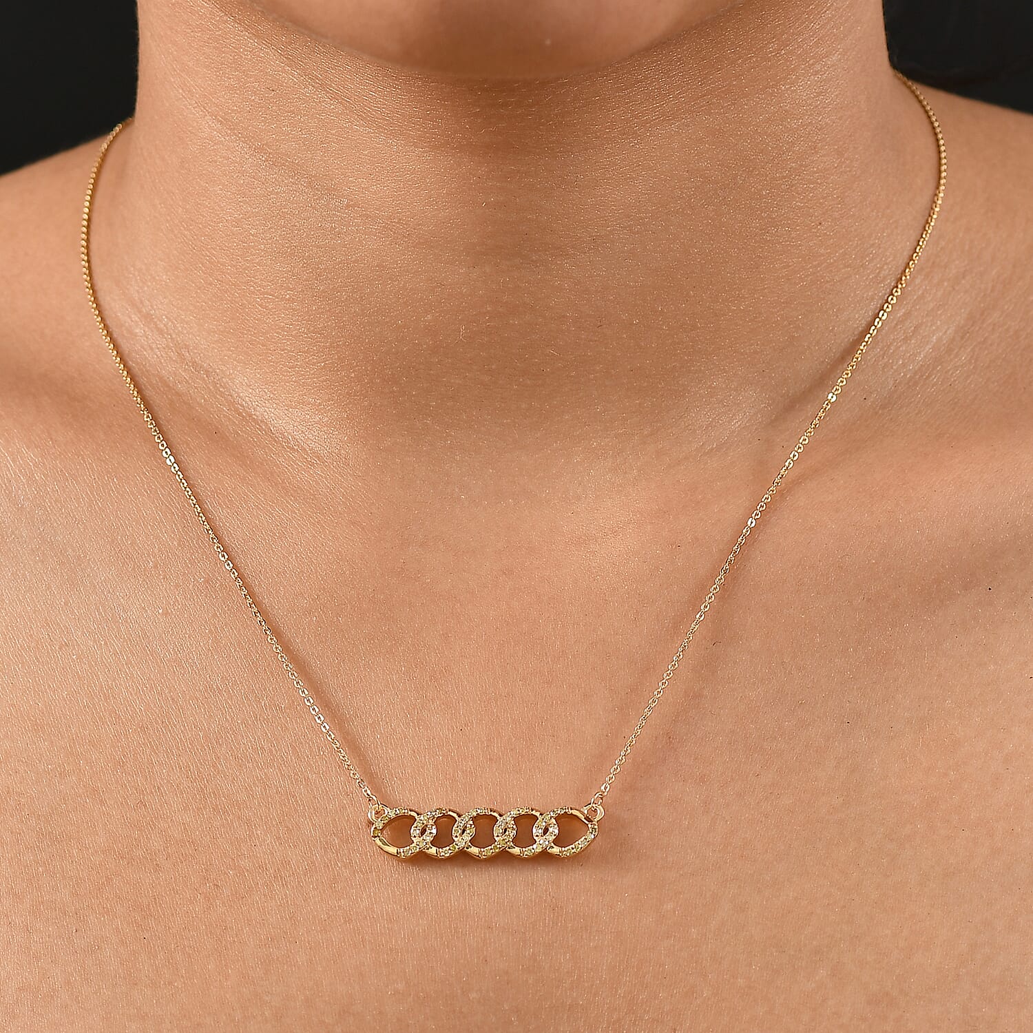 Yellow Diamond Necklace (Size - 20) with Lobster Clasp in 18K Vermeil Yellow Gold Plated Sterling Silver