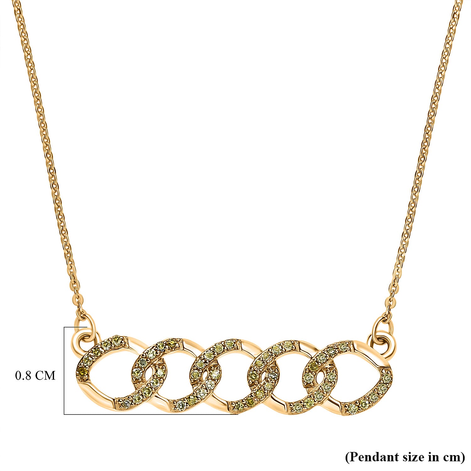 Yellow Diamond Necklace (Size - 20) with Lobster Clasp in 18K Vermeil Yellow Gold Plated Sterling Silver