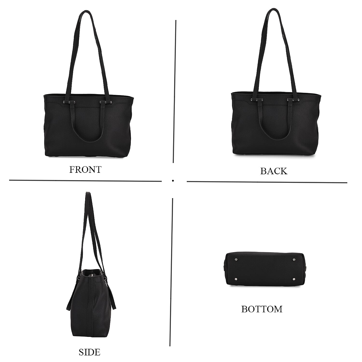 Milan Closeout- 100% Full Grain Genuine Leather Tote Bag with  Adjustable Straps - Black