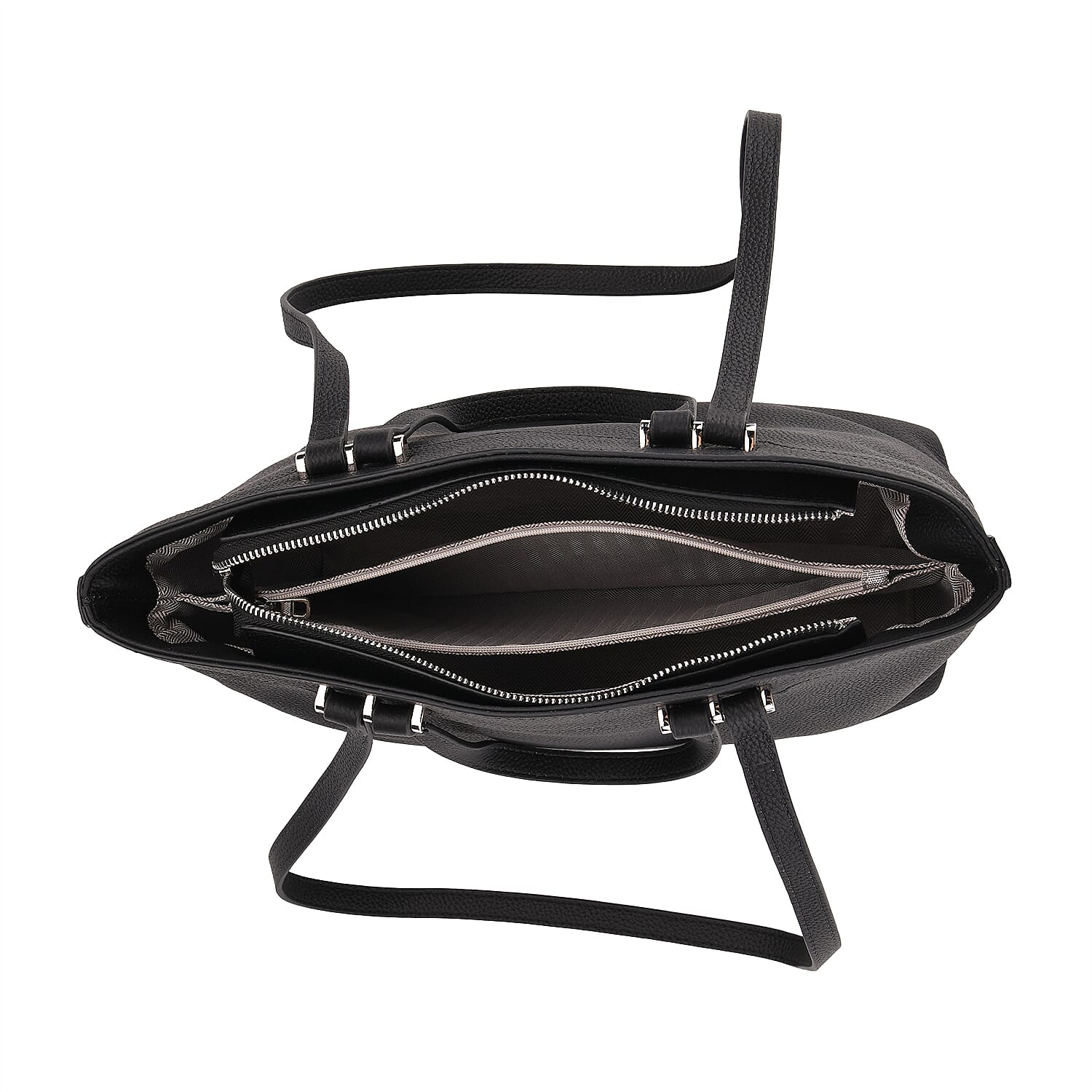 Milan Closeout- 100% Full Grain Genuine Leather Tote Bag with  Adjustable Straps - Black