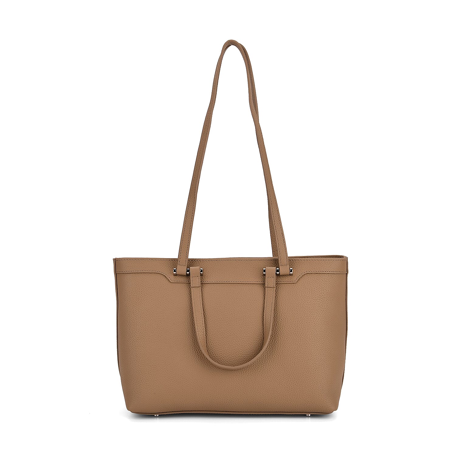 Milan Closeout- 100% Full Grain Genuine Leather Tote Bag with  Adjustable Straps - Coffee