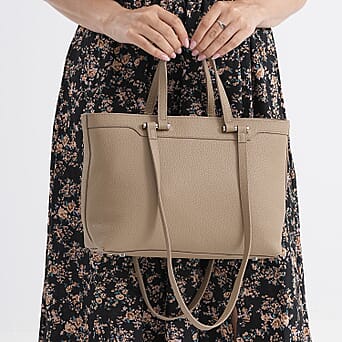https://tjcuk.sirv.com/Products/81/6/8160742/Leather-Patterned-Tote-Bag-Size-30x12x23-Khaki-Black_8160742_2.jpg?w=342&h=342
