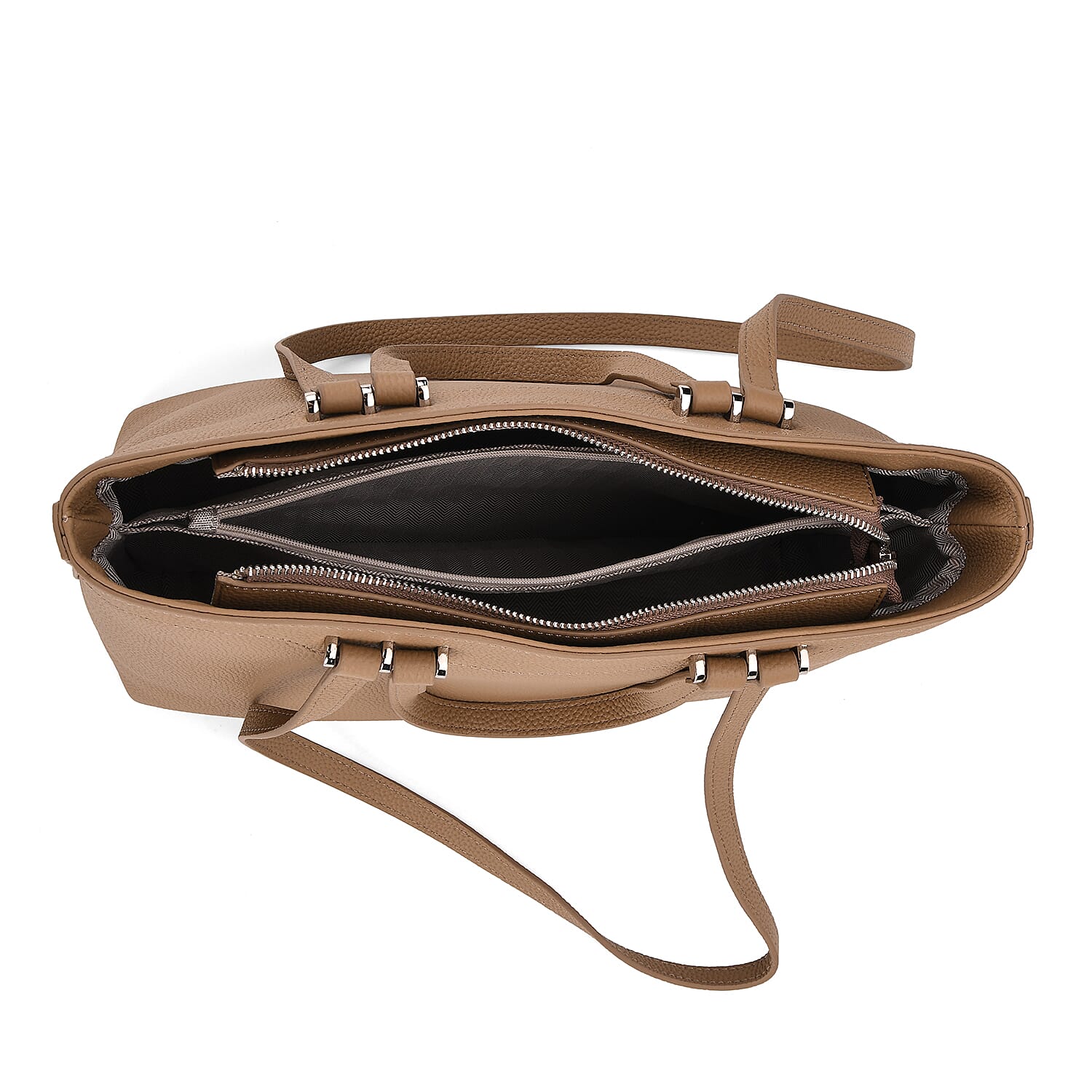 Milan Closeout- 100% Full Grain Genuine Leather Tote Bag with  Adjustable Straps - Coffee