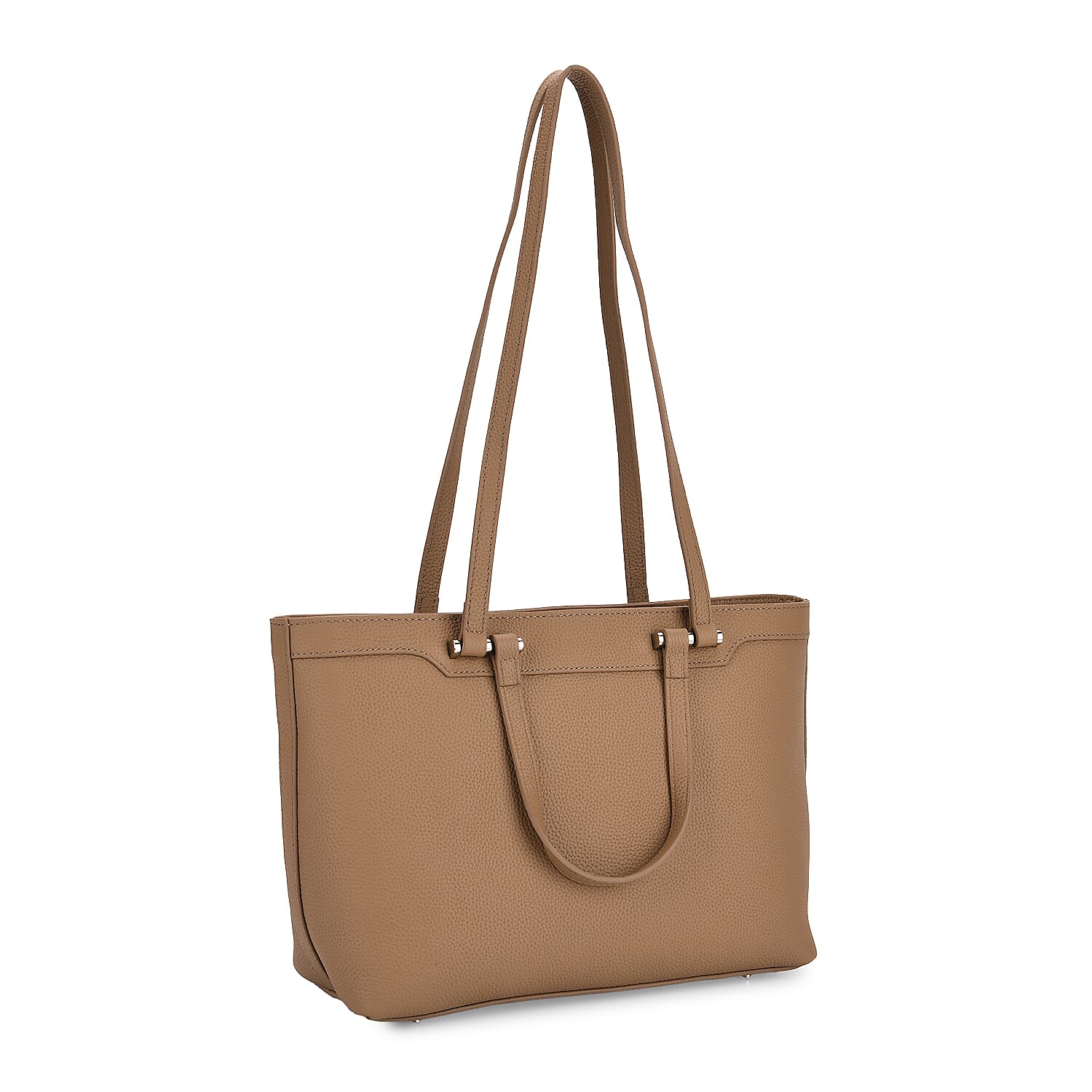 Milan Closeout- 100% Full Grain Genuine Leather Tote Bag with  Adjustable Straps - Coffee