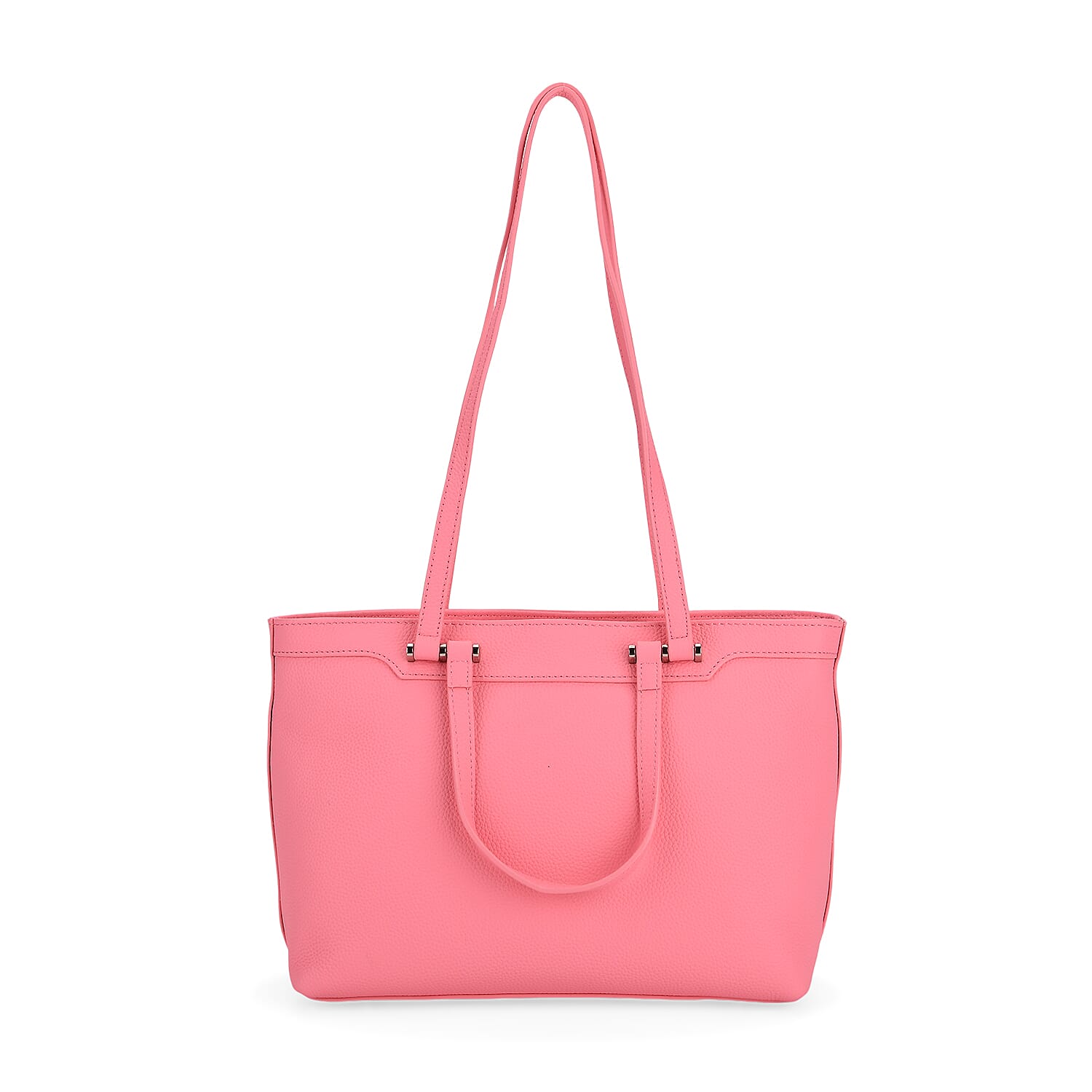 Milan Closeout- 100% Full Grain  Genuine Leather Tote Bag with  Adjustable Straps - Pink
