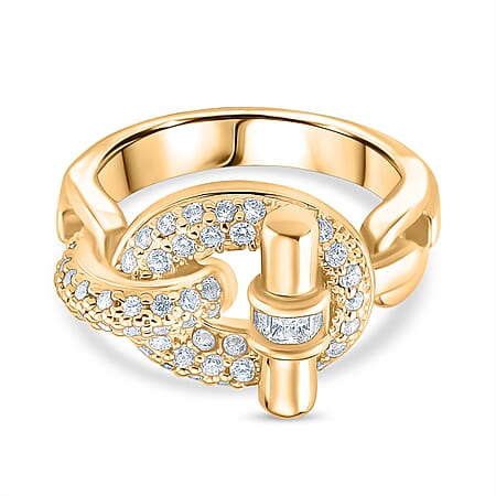 White Cubic Zirconia Ring in Yellow Colour Tone