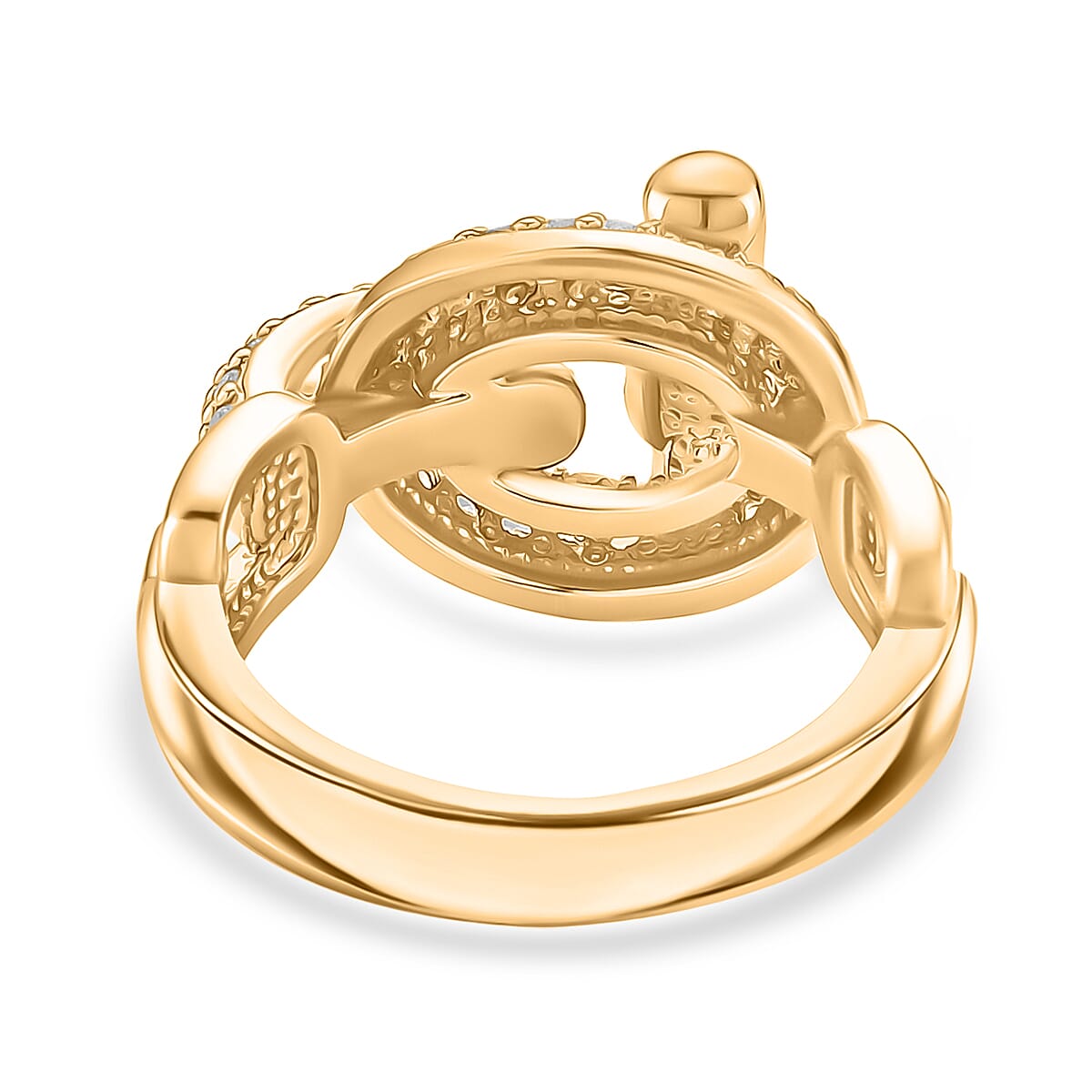 White Cubic Zirconia Ring in Yellow Colour Tone