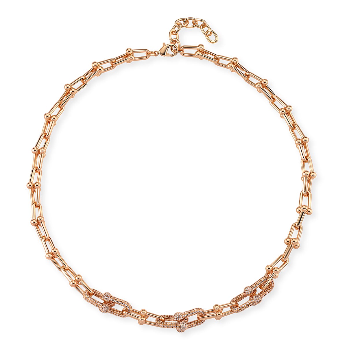 Designer Inspired  - White Cubic Zirconia Industrial Necklace (Size - 20)