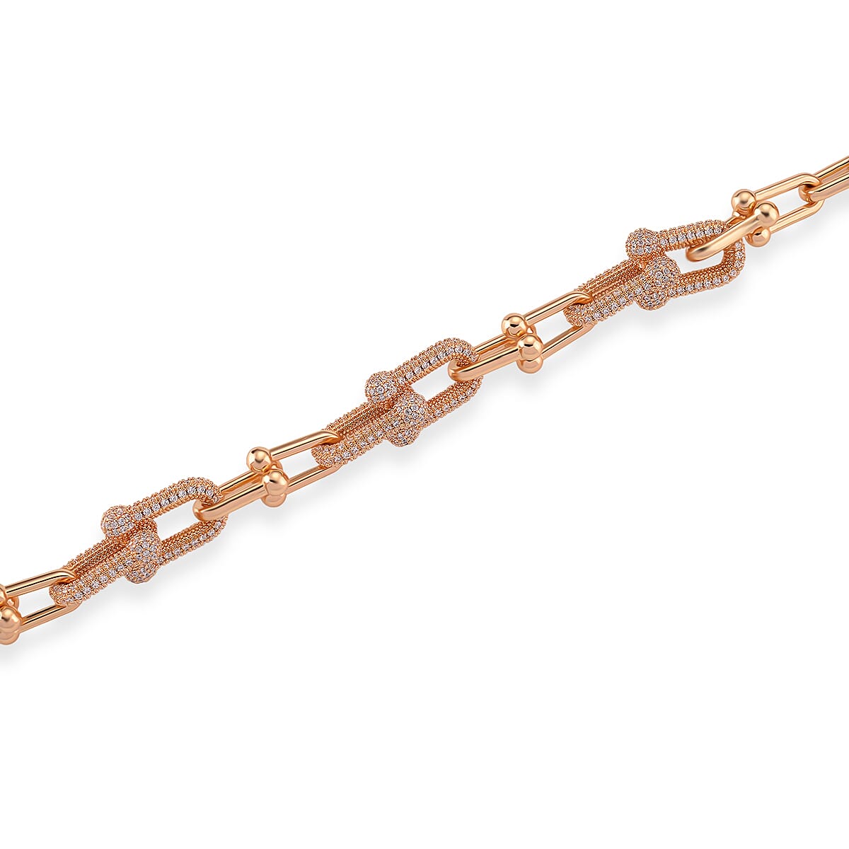 Designer Inspired  - White Cubic Zirconia Industrial Necklace (Size - 20)