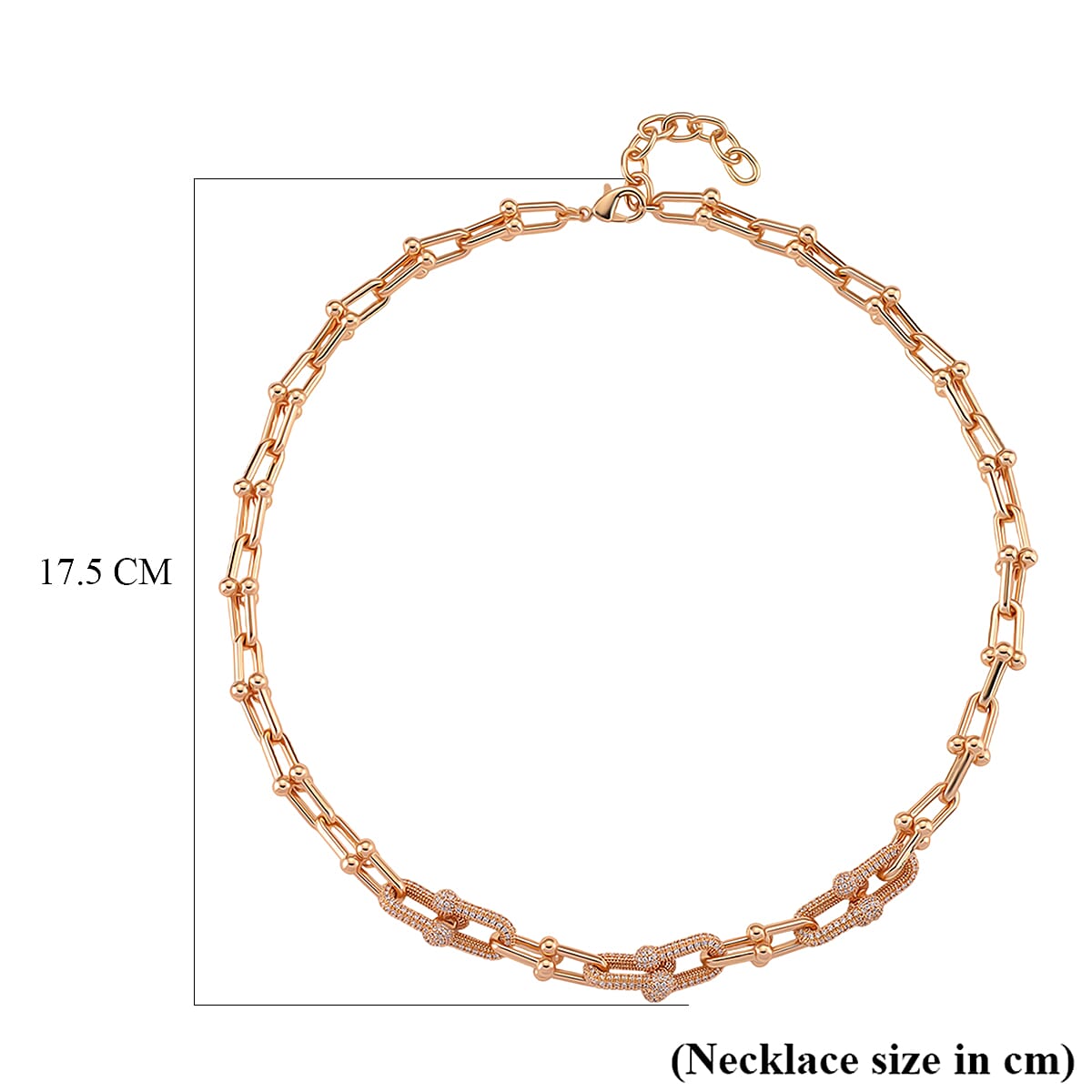 Designer Inspired  - White Cubic Zirconia Industrial Necklace (Size - 20)