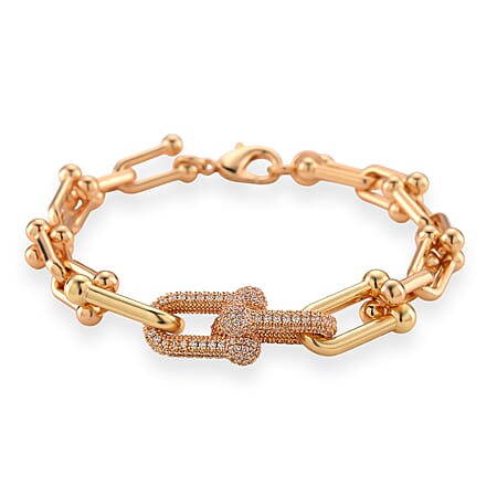 Designer Inspired  - White Cubic Zirconia Industrial Bracelet (Size - 9)