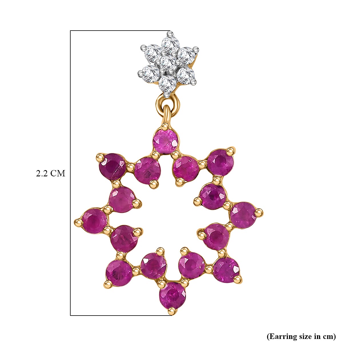 Pink Sapphire, White Zircon Dangling Earring in 18K YG VermeilSterling Silver  1.402  Ct.