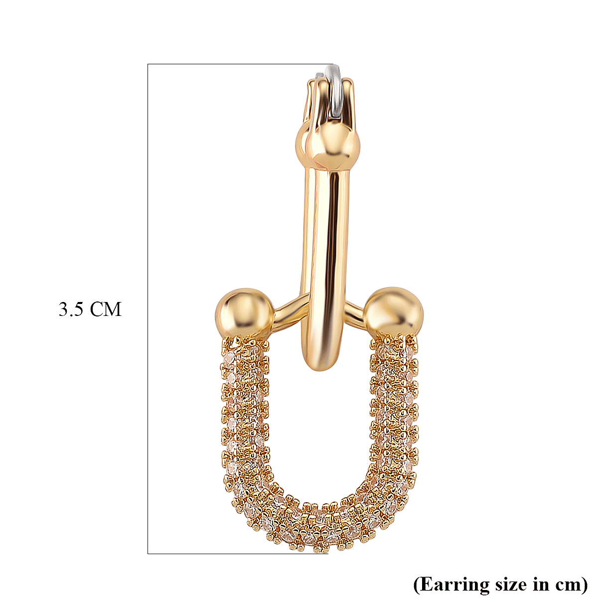 Designer Inspired - White Cubic Zirconia Industrial Earrings with Clasp