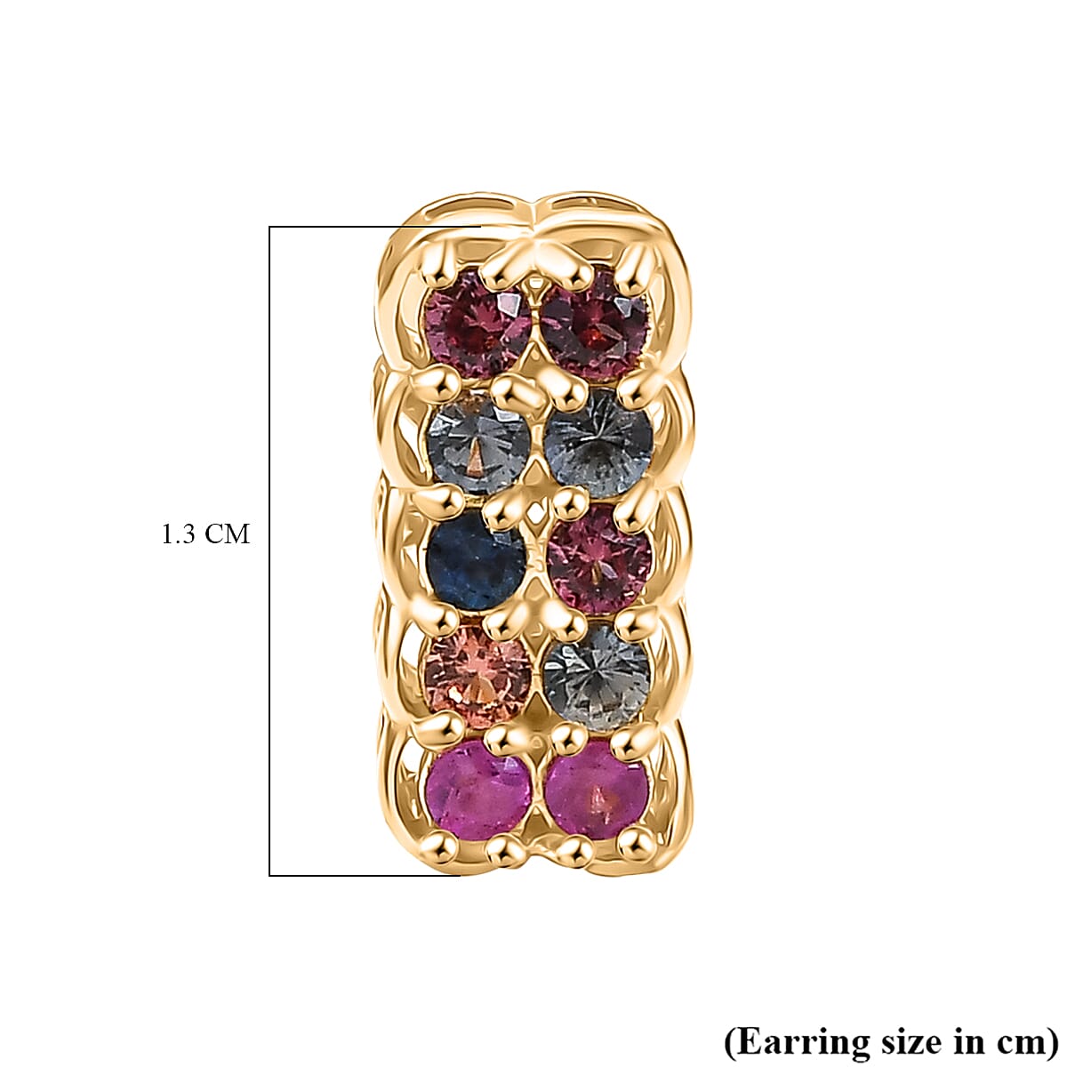 Multi Sapphire Fancy Earring in 18K YG VermeilSterling Silver  0.920  Ct.