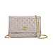 Genuine Leather Quilted Diamond Pattern Shoulder Bag with Panther Link Strap - White