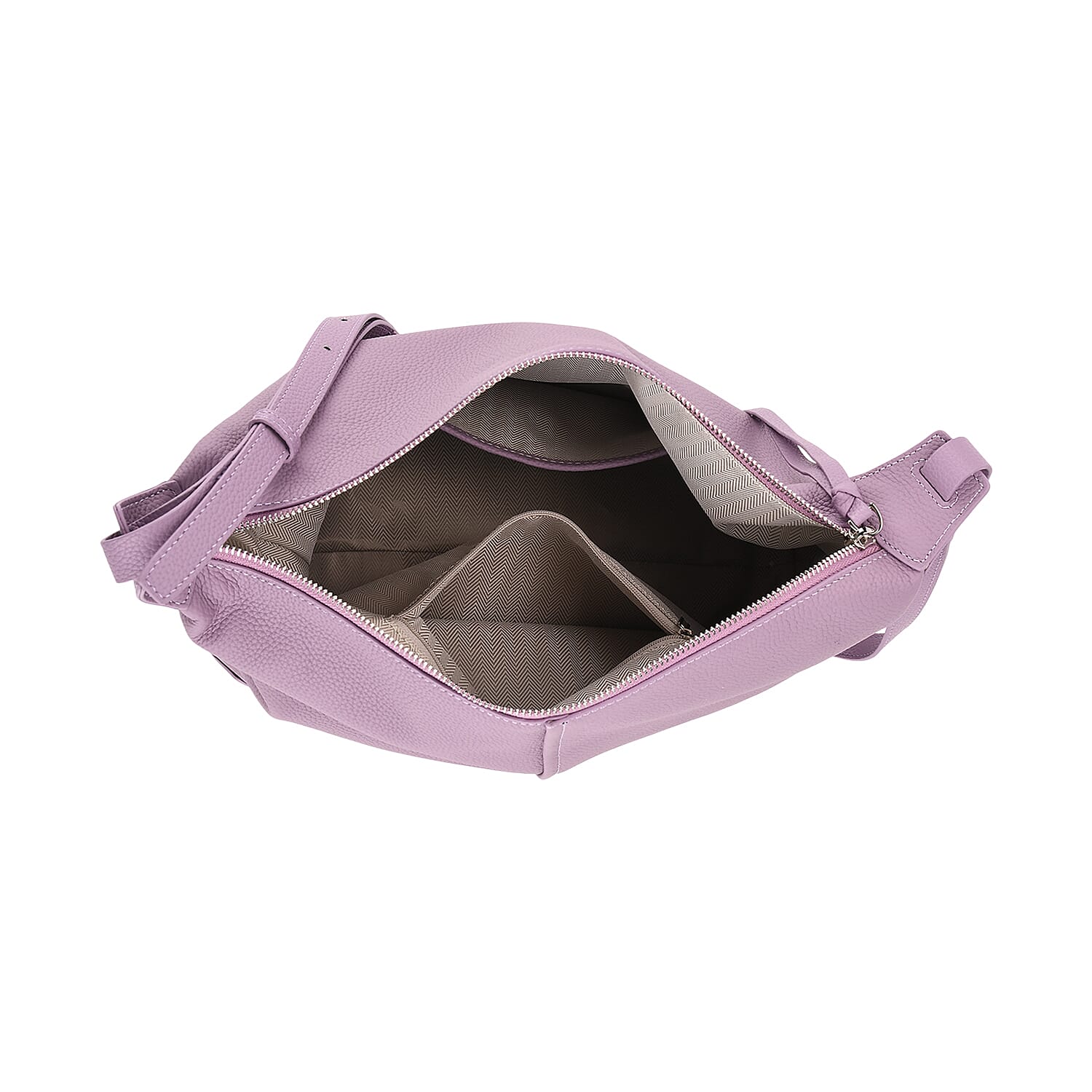 Genuine Leather Shoulder Bag with Detachable Mini Pouch - Lavender