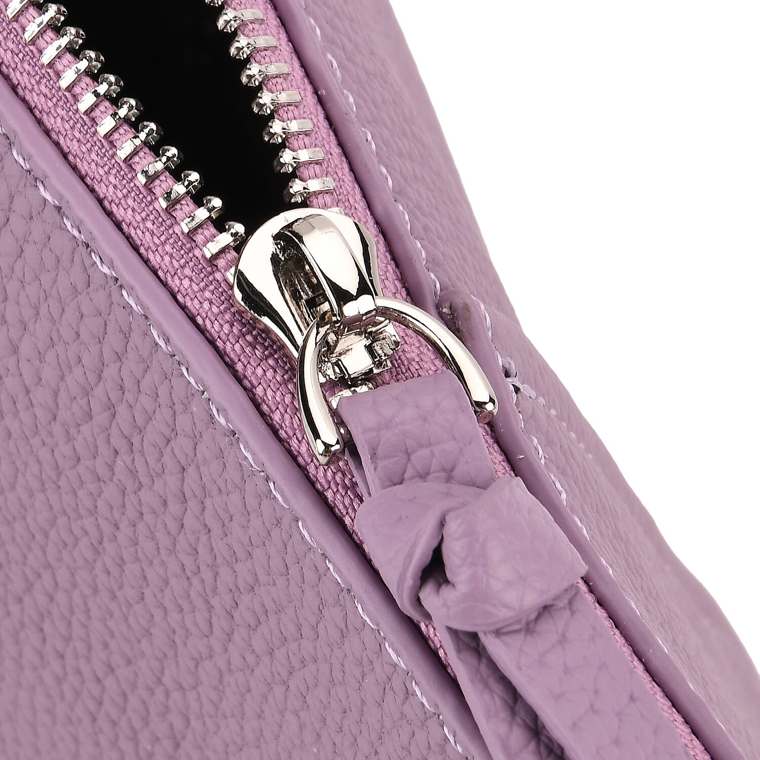 Genuine Leather Shoulder Bag with Detachable Mini Pouch - Lavender