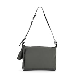 Genuine Leather Shoulder Bag with Detachable Mini Pouch - Green