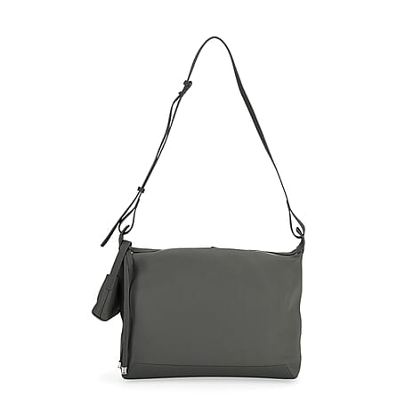 Genuine Leather Shoulder Bag with Detachable Mini Pouch - Green