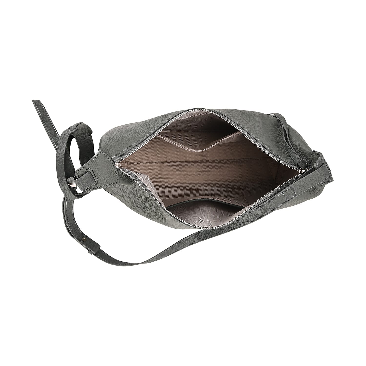 Genuine Leather Shoulder Bag with Detachable Mini Pouch - Green