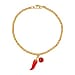 GP Chilli Pepper Collection -  Enamelled Charm Bracelet with Blue Sapphire (Size - 8) with Lobster Clasp in 18K Vermeil Yellow Gold Plated Sterling Silver, Silver Wt.6.74 Gms.