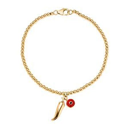 GP Chilli Pepper Collection - Plain Chilli Charm Bracelet (Size - 8) with Lobster Clasp in 18K Vermeil Yellow Gold Over Sterling Silver