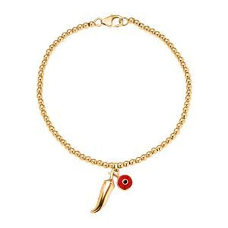 GP Chilli Pepper Collection - Plain Charm Bracelet with Blue Sapphire (Size - 8) with Lobster Clasp in 18K Vermeil Yellow Gold Plated Sterling Silver, Silver Wt.6.75 Gms.