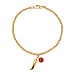 GP Chilli Pepper Collection -  Enamelled Charm Bracelet with Blue Sapphire (Size - 8) with Lobster Clasp in 18K Vermeil Yellow Gold Plated Sterling Silver, Silver Wt.6.74 Gms.