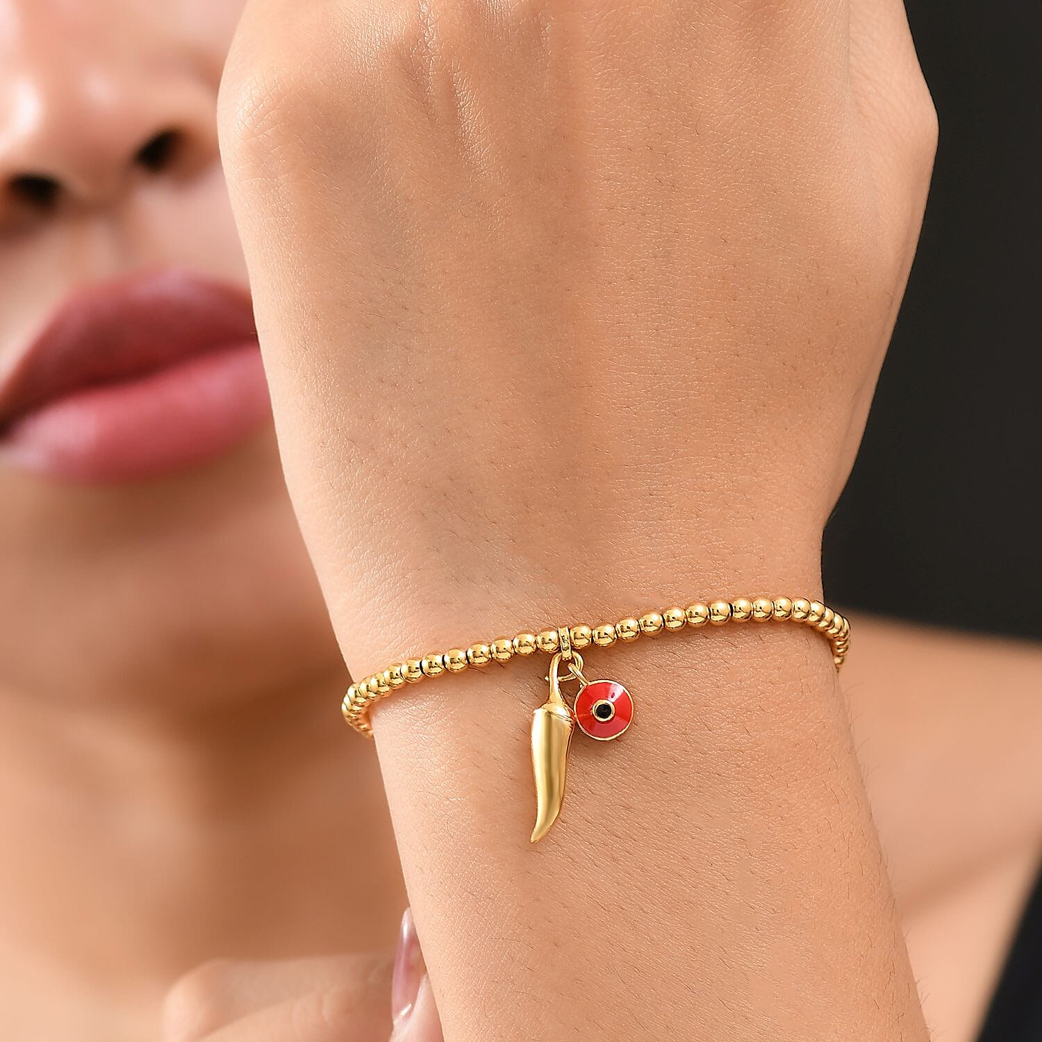 GP Chilli Pepper Collection - Plain Charm Bracelet with Blue Sapphire (Size - 8) with Lobster Clasp in 18K Vermeil Yellow Gold Plated Sterling Silver, Silver Wt.6.75 Gms.