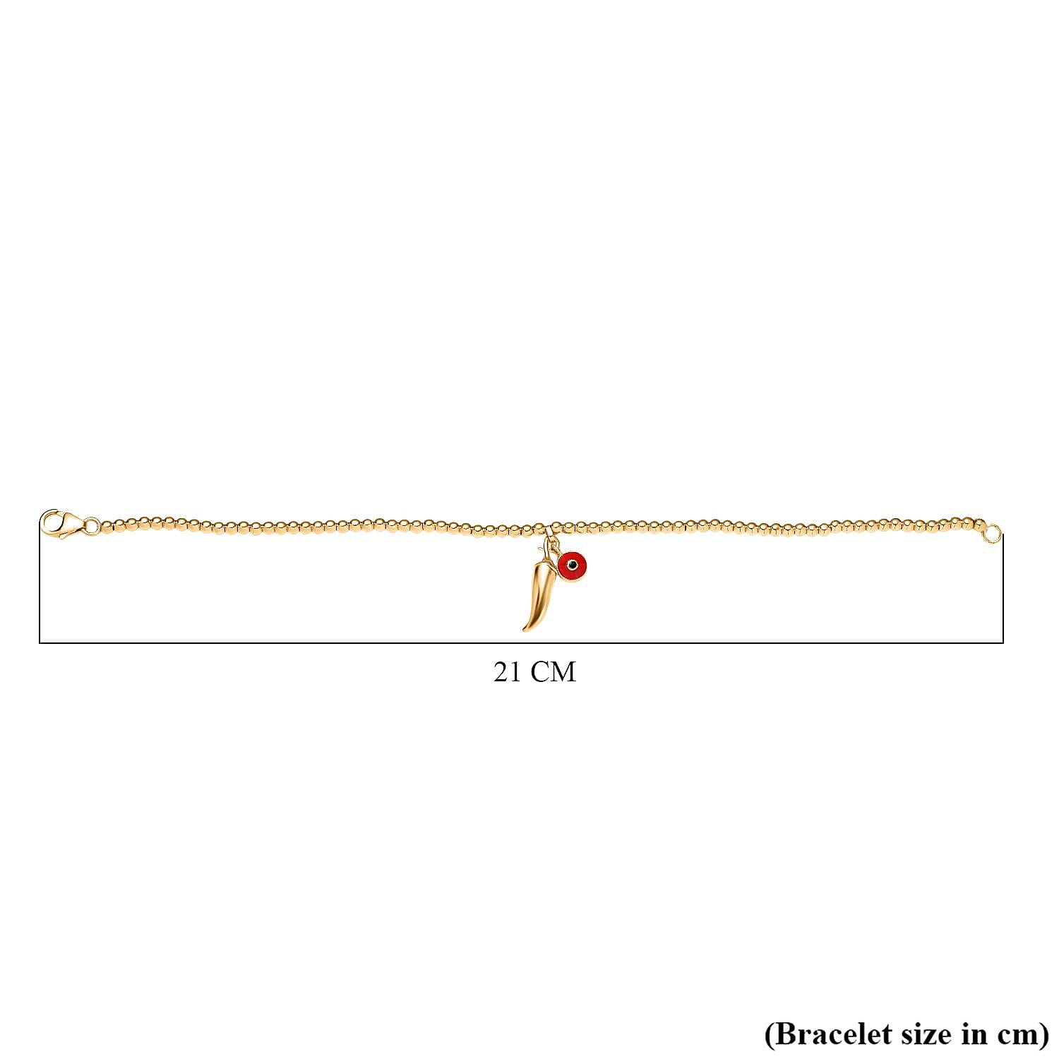 GP Chilli Pepper Collection - Plain Charm Bracelet with Blue Sapphire (Size - 8) with Lobster Clasp in 18K Vermeil Yellow Gold Plated Sterling Silver, Silver Wt.6.75 Gms.