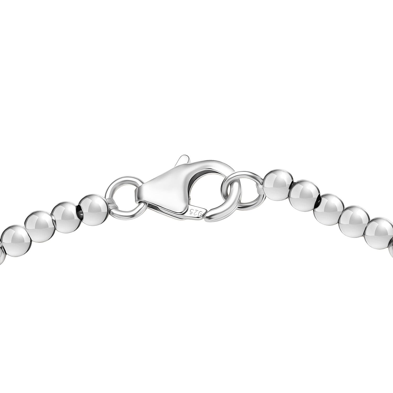 GP Chilli Pepper Collection -  Plain Charm Bracelet with Blue Sapphire (Size - 8) with Lobster Clasp in Rhodium Overlay Sterling Silver, Silver Wt.6.55 Gms