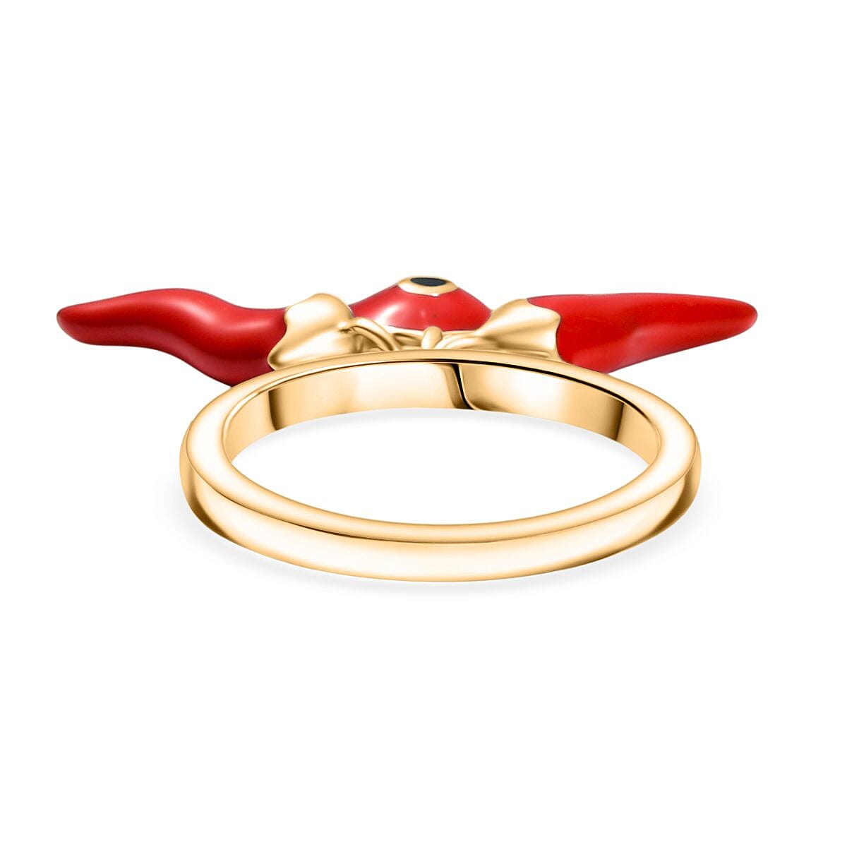 GP Chilli Pepper Collection - Blue Sapphire Enamelled Charm Ring  in 18K Vermeil Yellow Gold Plated Sterling Silver