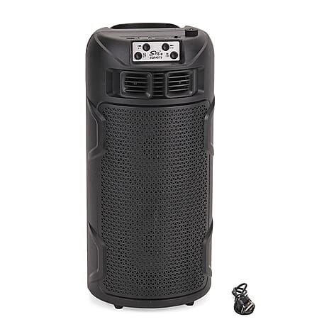 Solar Powered Bluetooth Speaker with Seven Colored Lights - BT-USB-TF Card (Size 15x32.5X15 cm) - Black