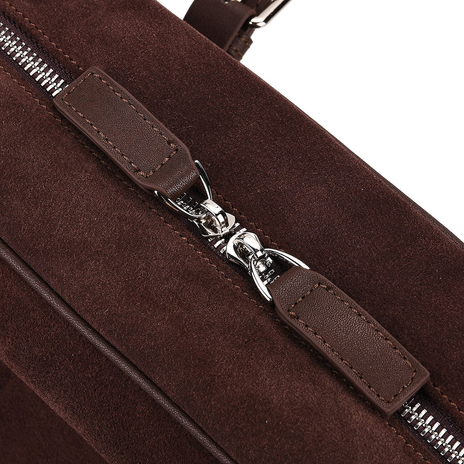 Two-Tone Genuine Leather Structured Bowling Bag - Dark Coffee