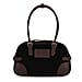 Two-Tone Genuine Leather Structured Bowling Bag - Black