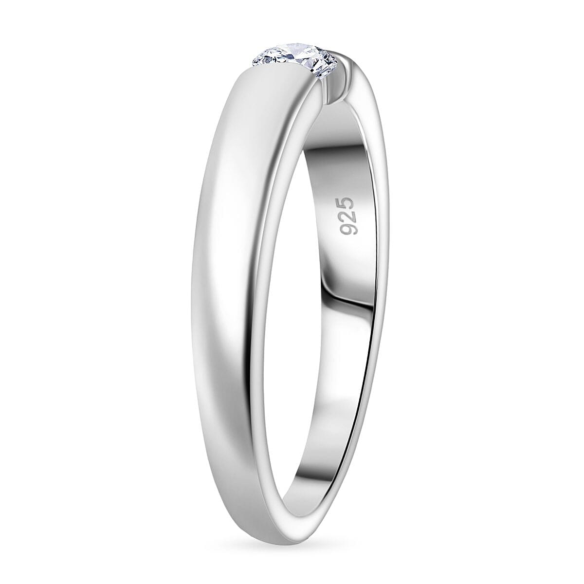 Luxuriant Diamond Lab Grown Diamond (VS-E-F) Solitaire Tension Ring in Rhodium Overlay Sterling Silver