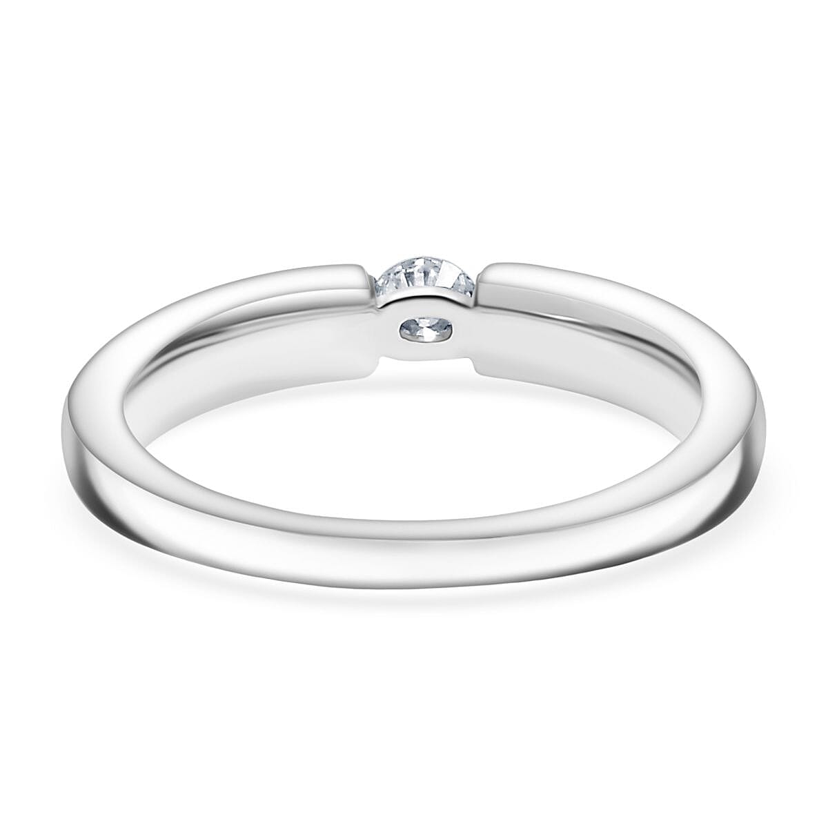 Luxuriant Diamond Lab Grown Diamond (VS-E-F) Solitaire Tension Ring in Rhodium Overlay Sterling Silver