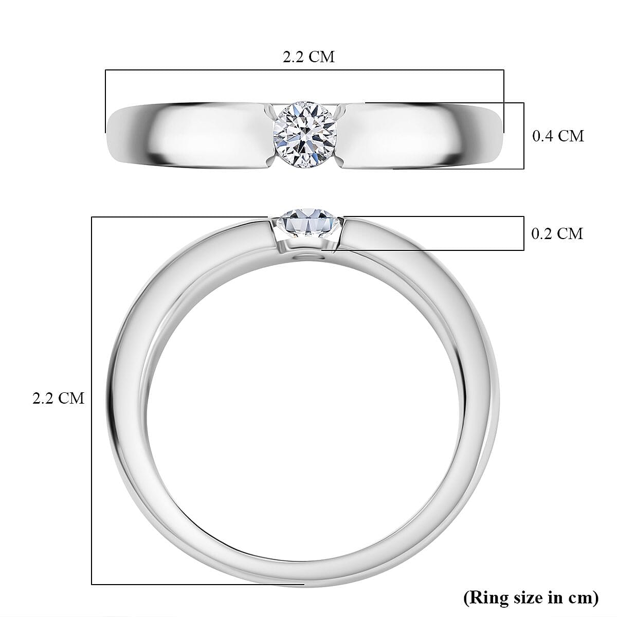 Luxuriant Diamond Lab Grown Diamond (VS-E-F) Solitaire Tension Ring in Rhodium Overlay Sterling Silver