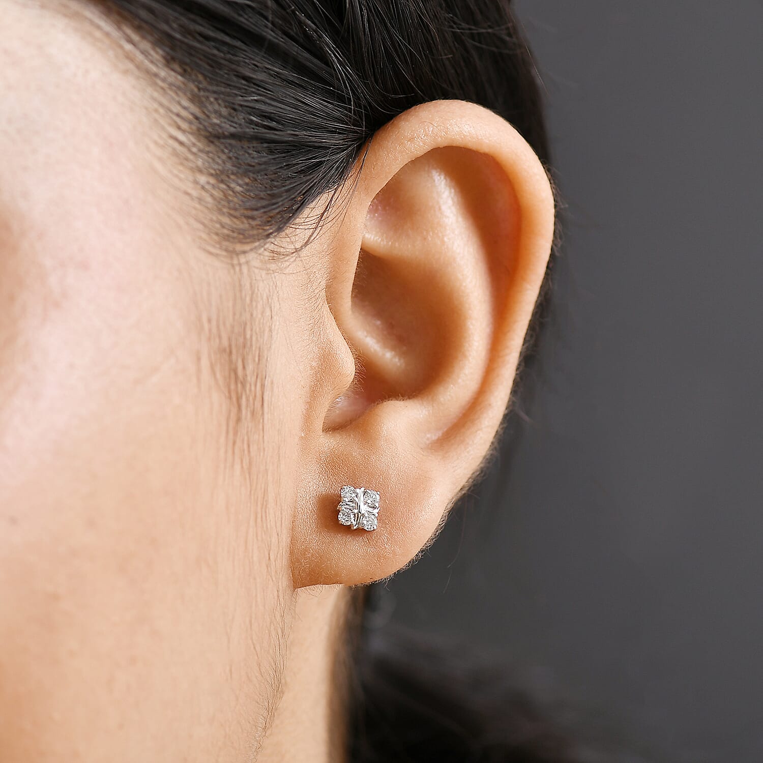 Luxuriant Lab Grown Diamond (SI-GH) Solitaire Stud Push Post Earring with Push Back in Sterling Silver