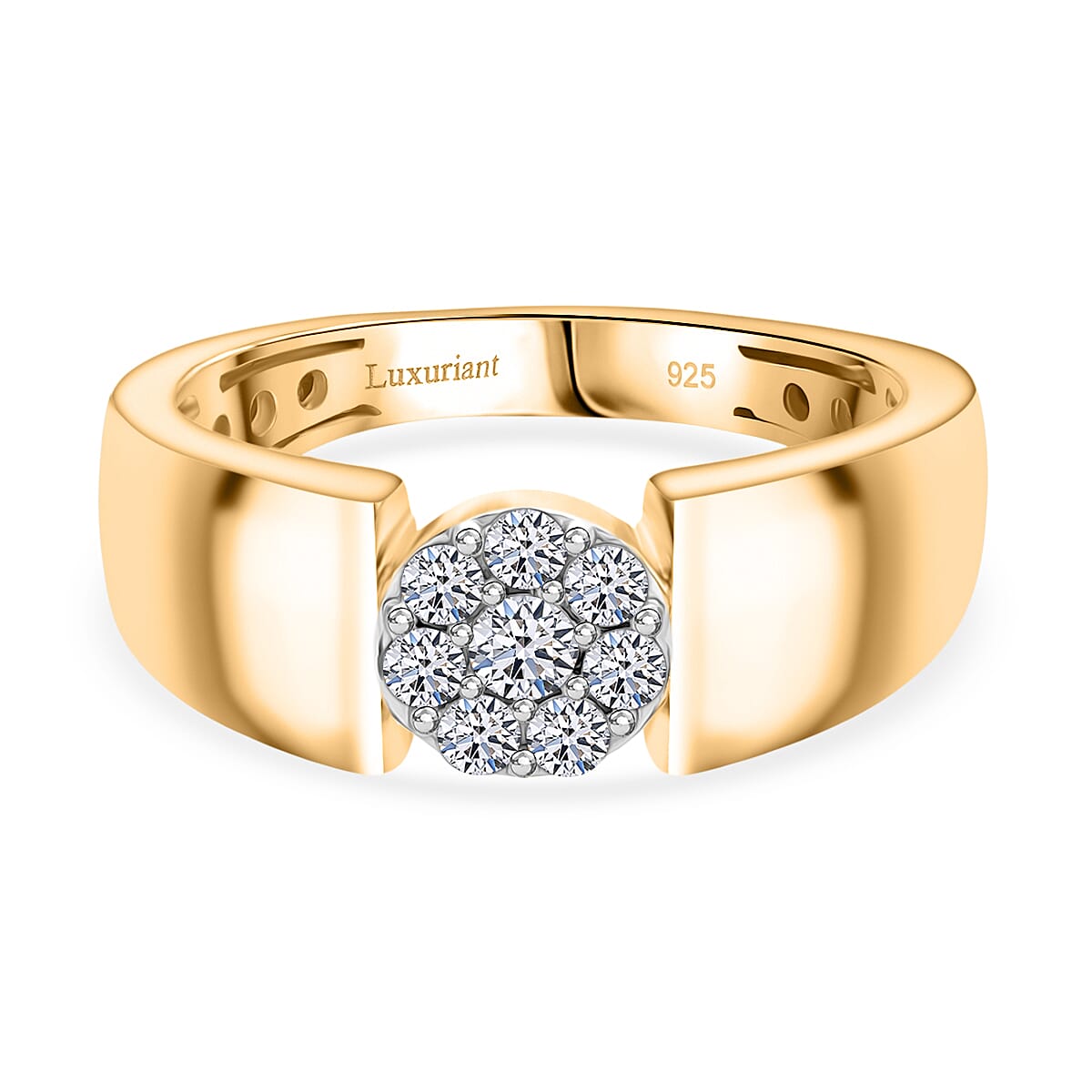 Luxuriant Diamond Lab Grown Diamond (SI-G-H) Ring in 18K Vermeil Yellow Gold Plated Sterling Silver 0.25 Ct